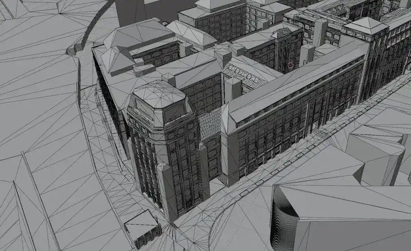 3D building geometry wireframe